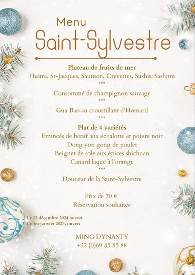 Menu Saint Sylvestre 2024